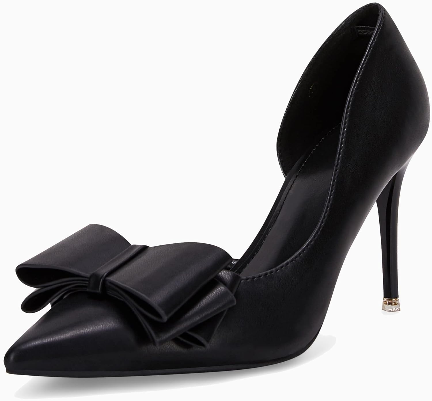 Women Bow Heels Closed Pointed Toe Dress Shoes Stiletto Slip on Wedding Pumps