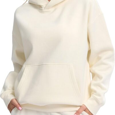 Hoodies for Women Oversized Fleece Sweatshirt with Pocket Loose Fit Casual Athletic Workout Pullover